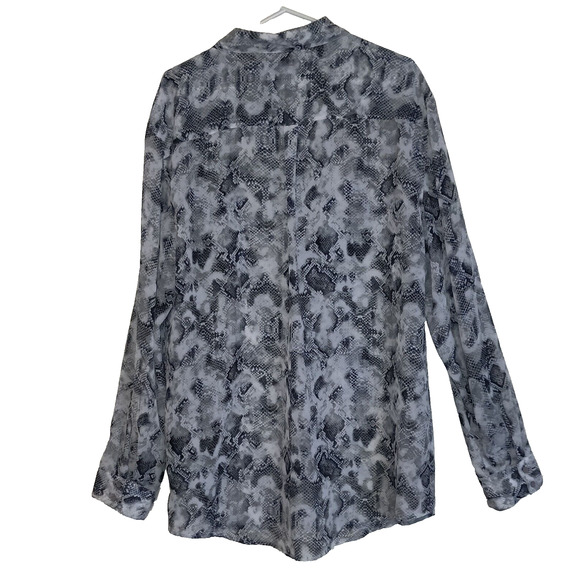 Kardashian Kollection Tunic Sheer Blouse BLACK WHITE NAVY PYTHON Snakeskin Sz XL - Picture 11 of 16